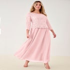 Plus Size Sequin Lace Three Quarter Sleeve A-Line Gown image number null