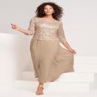 Plus Size Sparkle Lace Popover A-Line Gown with 3/4 Sleeves image number null