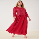 Plus Size Sparkle Lace Popover A-Line Gown with 3/4 Sleeves image number null