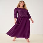 Plus Size Sequin Lace Three Quarter Sleeve A-Line Gown image number null
