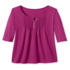 7-Day Three-Quarter Sleeve Pintucked Henley Tunic image number null