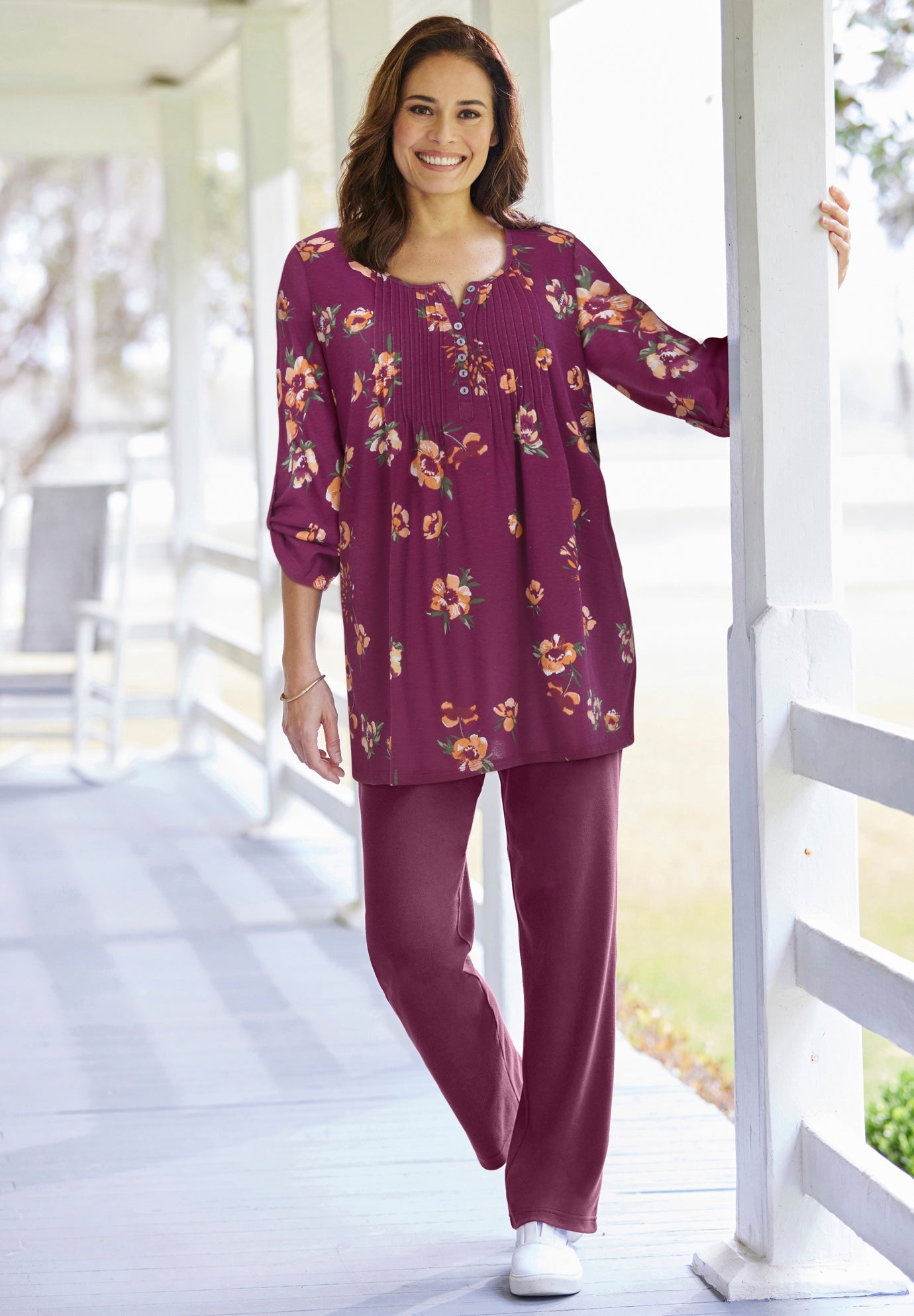 7-Day Straight-Leg Elastic-Waist Stretchy Knit Pant image number 0