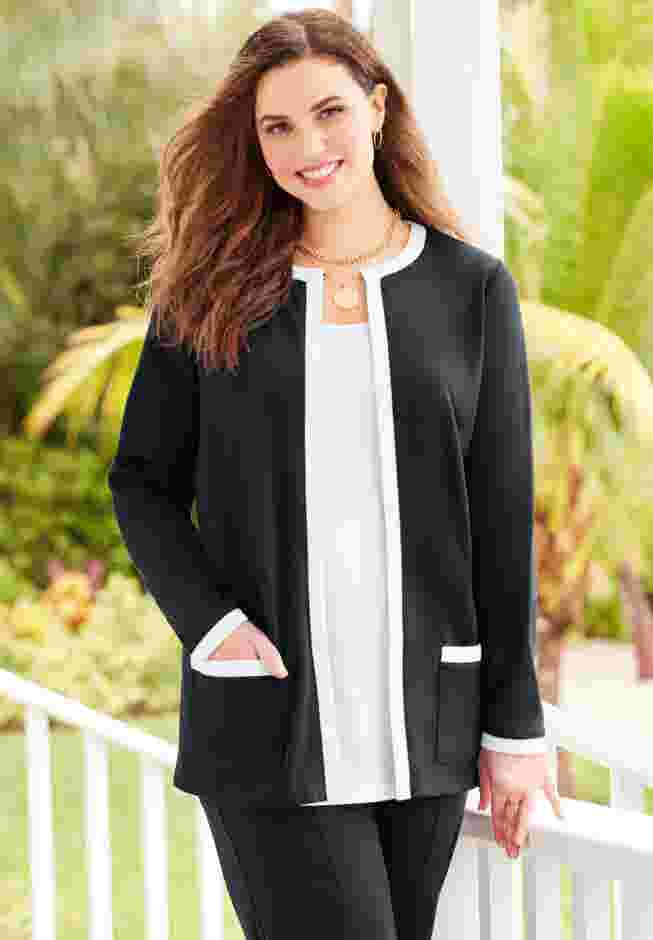 Ponte Jewel Neck Blazer image number 0