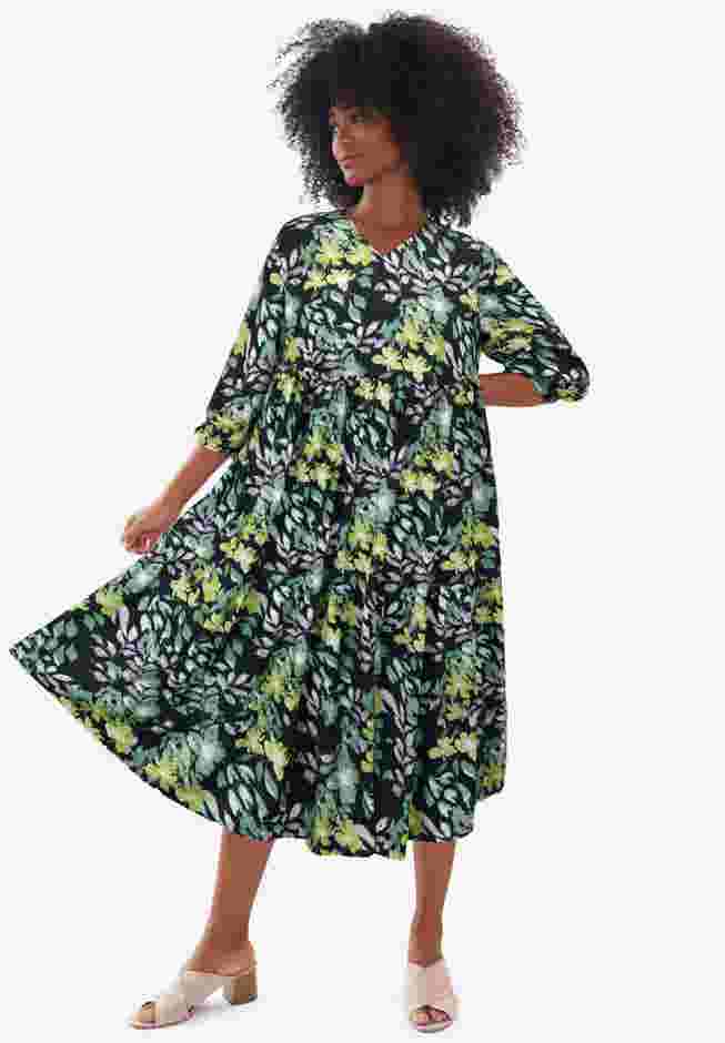 V-Neck Tiered Midi Dress image number 0