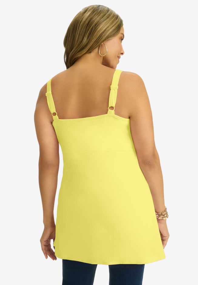 Stretch Cotton Shirred Tank image number 1