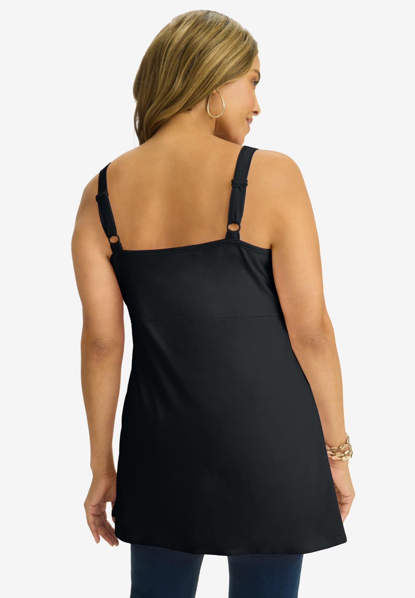 Stretch Cotton Shirred Tank image number 1