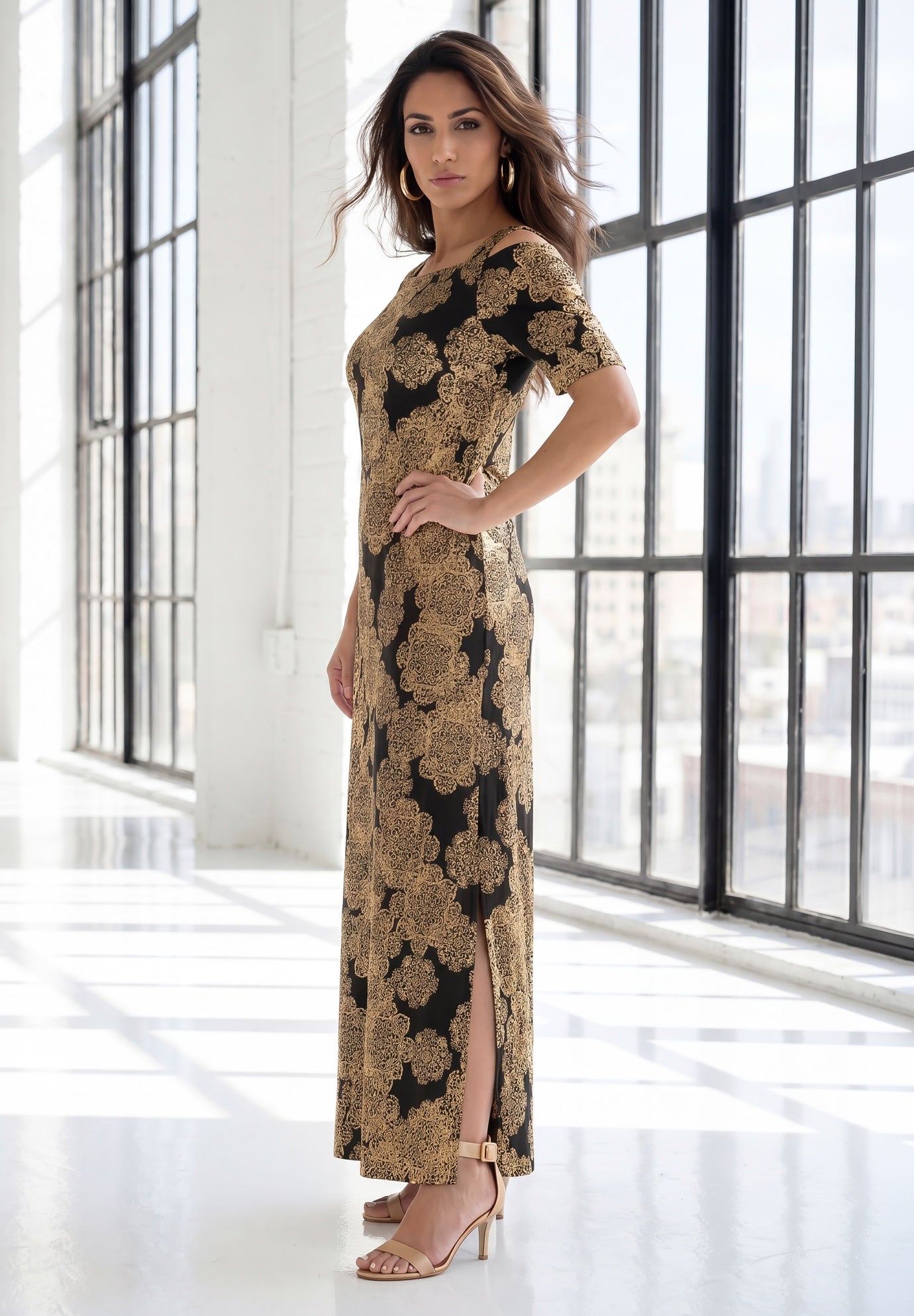 Plus Size Cold Shoulder Maxi Dress image number 2