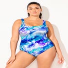 Chlorine Resistant Square Neck Tummy Control One Piece Swimsuit image number null