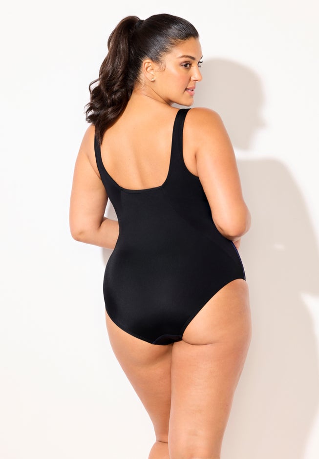 Chlorine Resistant Square Neck Tummy Control One Piece Swimsuit image number 1