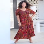Plus Size Hand Crinkled Flutter-Sleeve Maxi Dress image number null