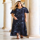 Plus Size Hand Crinkled Flutter-Sleeve Maxi Dress image number null