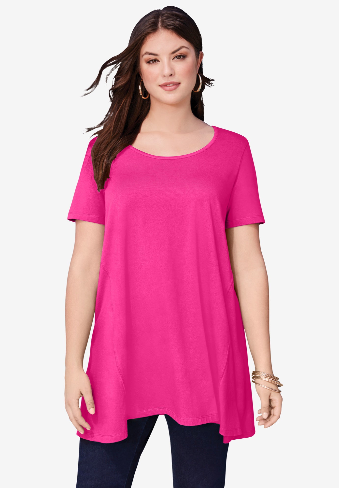 Plus Size Cotton Ultimate Scoopneck Swing Tunic image number 0
