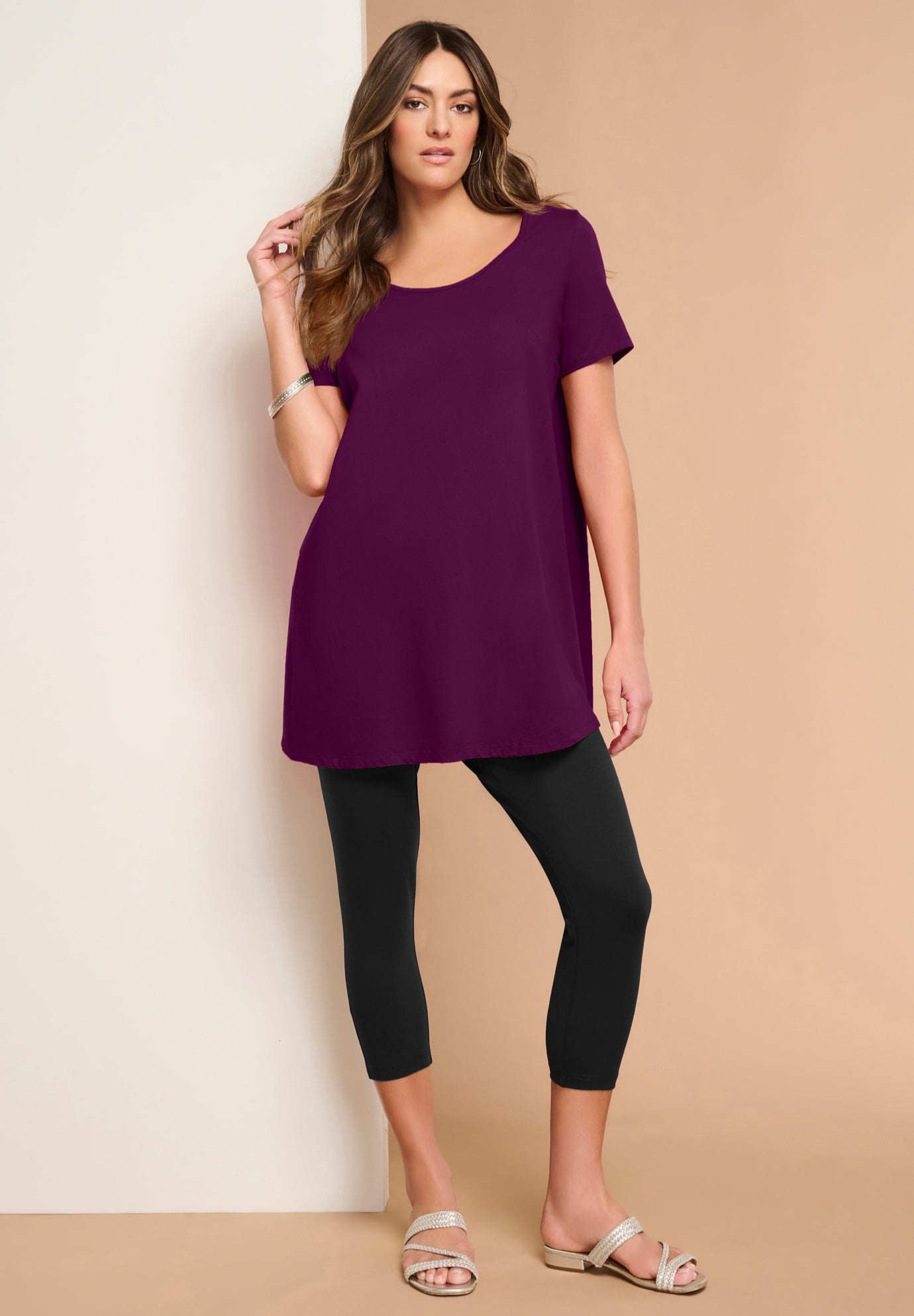 Plus Size Cotton Ultimate Scoopneck Swing Tunic image number 0