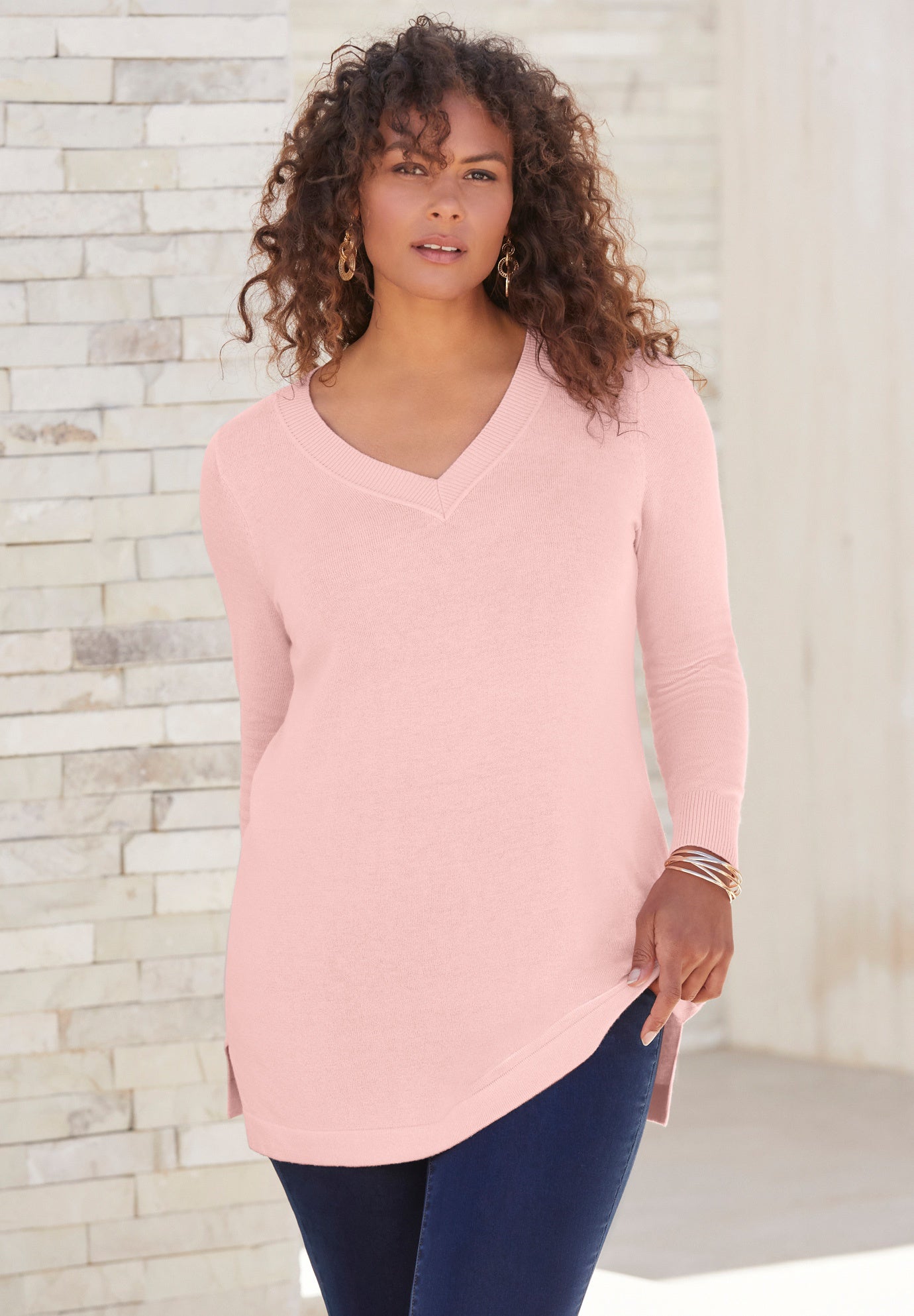 Plus Size CashMORE V-Neck Sweater image number 3