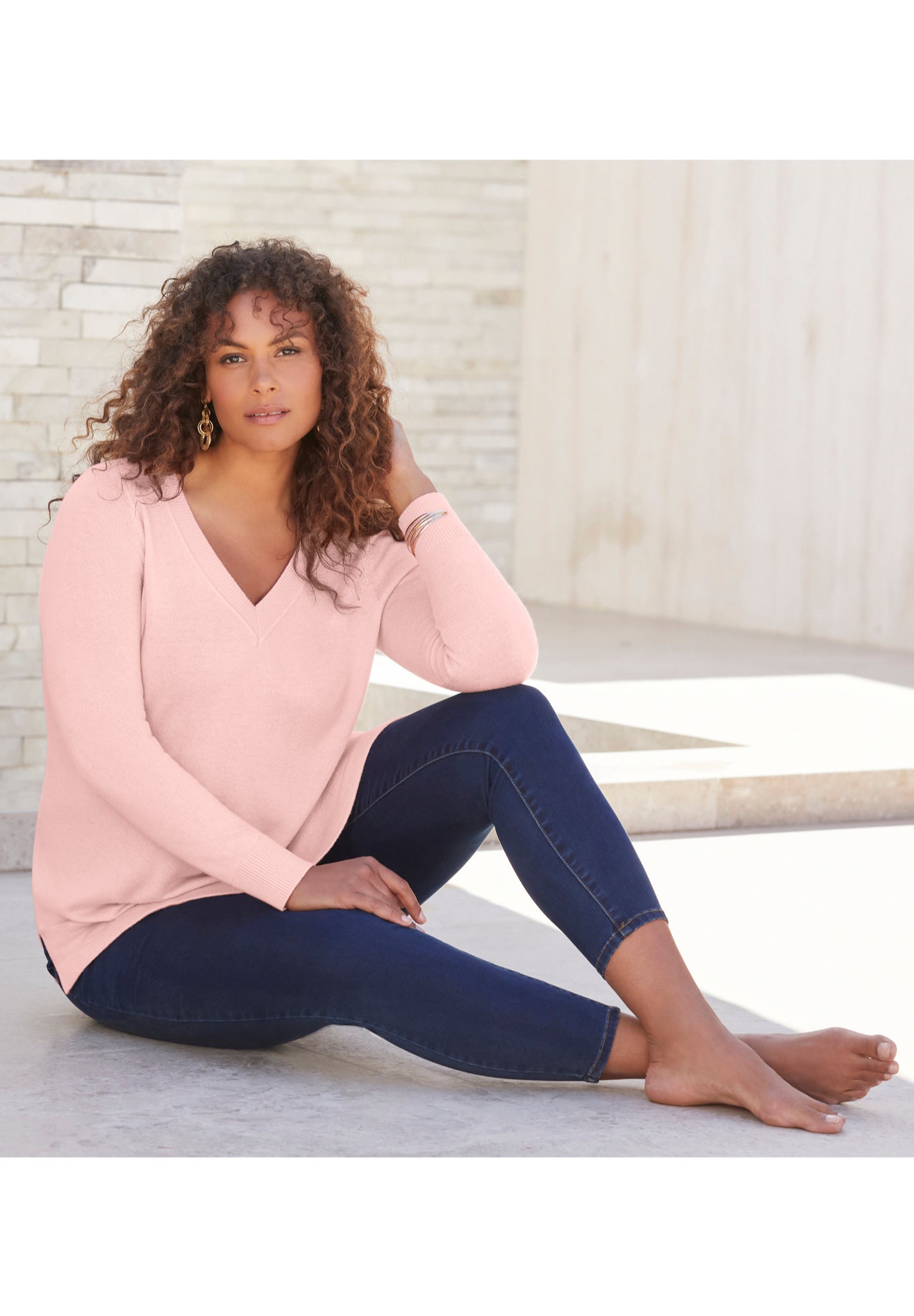 Plus Size CashMORE V-Neck Sweater image number 4