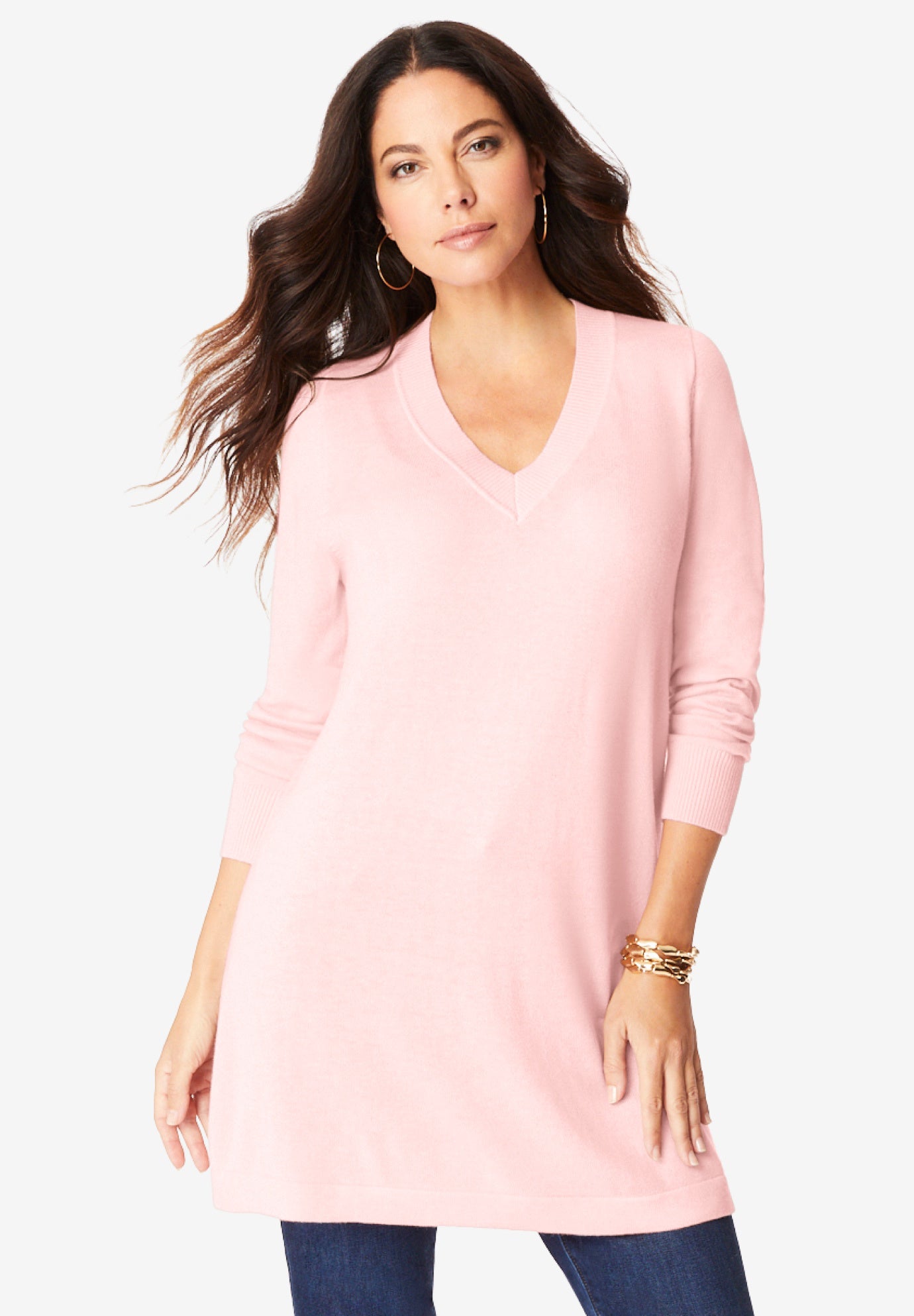 Plus Size CashMORE V-Neck Sweater image number 1
