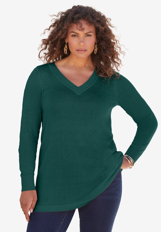Plus Size CashMORE V-Neck Sweater image number 1