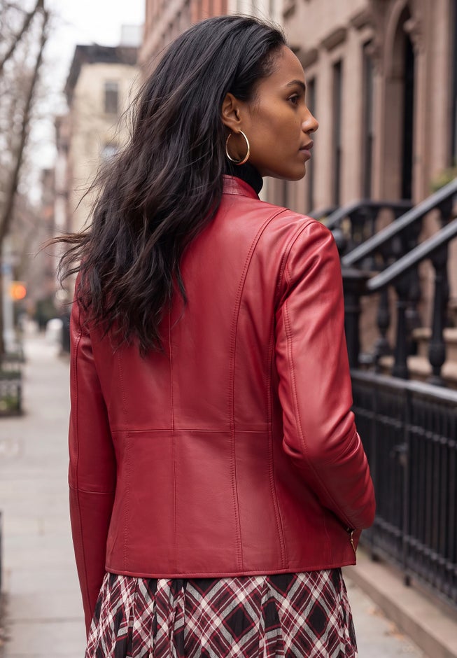Zip Front Leather Jacket image number 1