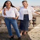 True Fit Stretch Denim Midi Skirt image number null