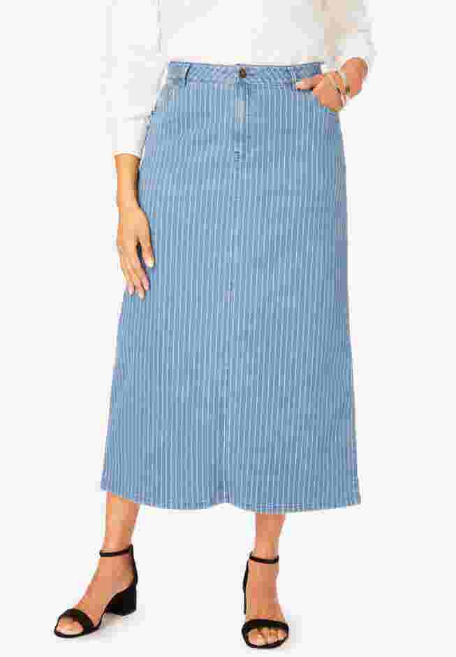 True Fit Stretch Denim Midi Skirt image number 0