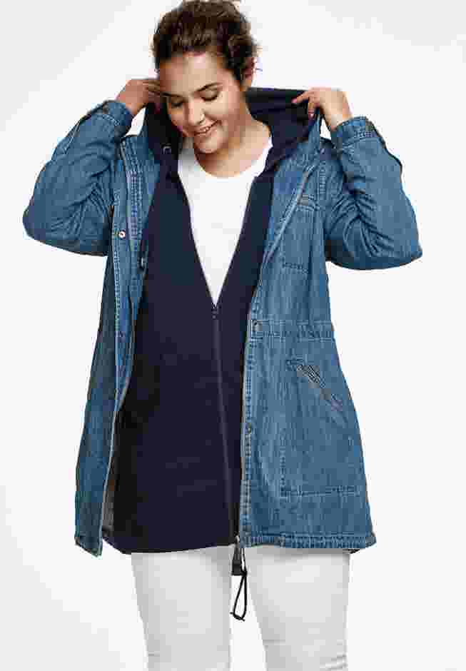Hooded Anorak Denim Jacket image number 3