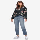 Blouson-Sleeve Satin Blouse image number null