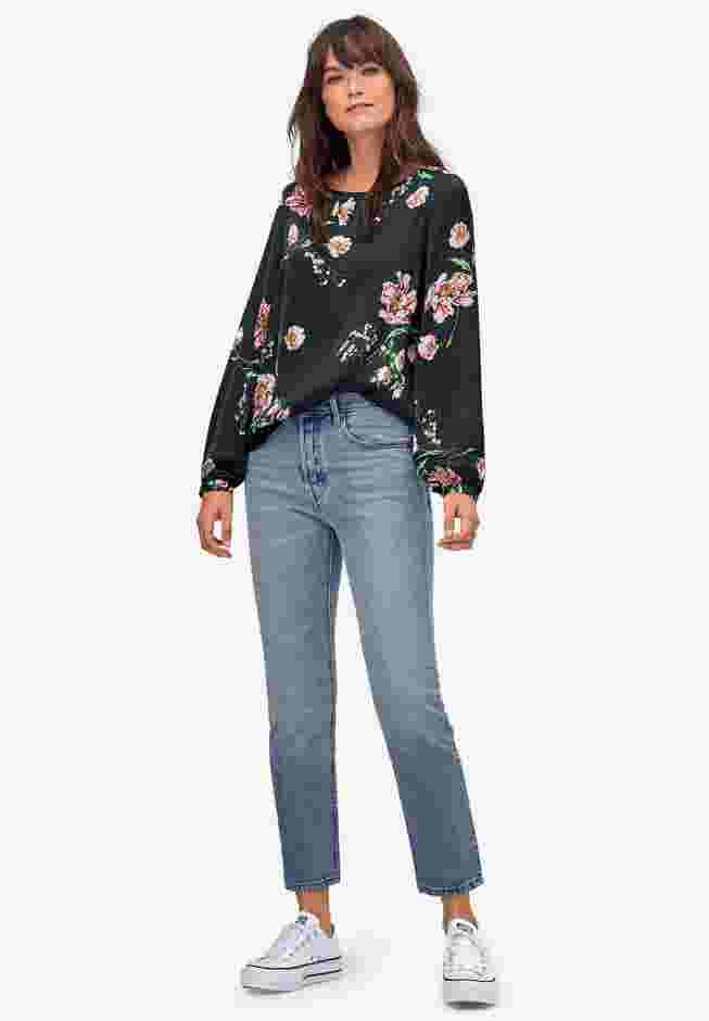 Blouson-Sleeve Satin Blouse image number 0