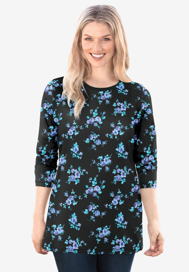 Perfect Printed Long-Sleeve Crewneck Tee image number 0