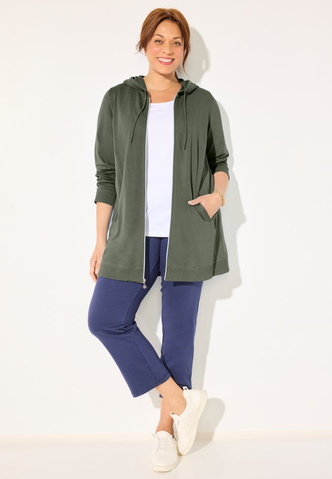 Cloud Knit French Terry Zip-Front Hoodie image number 1