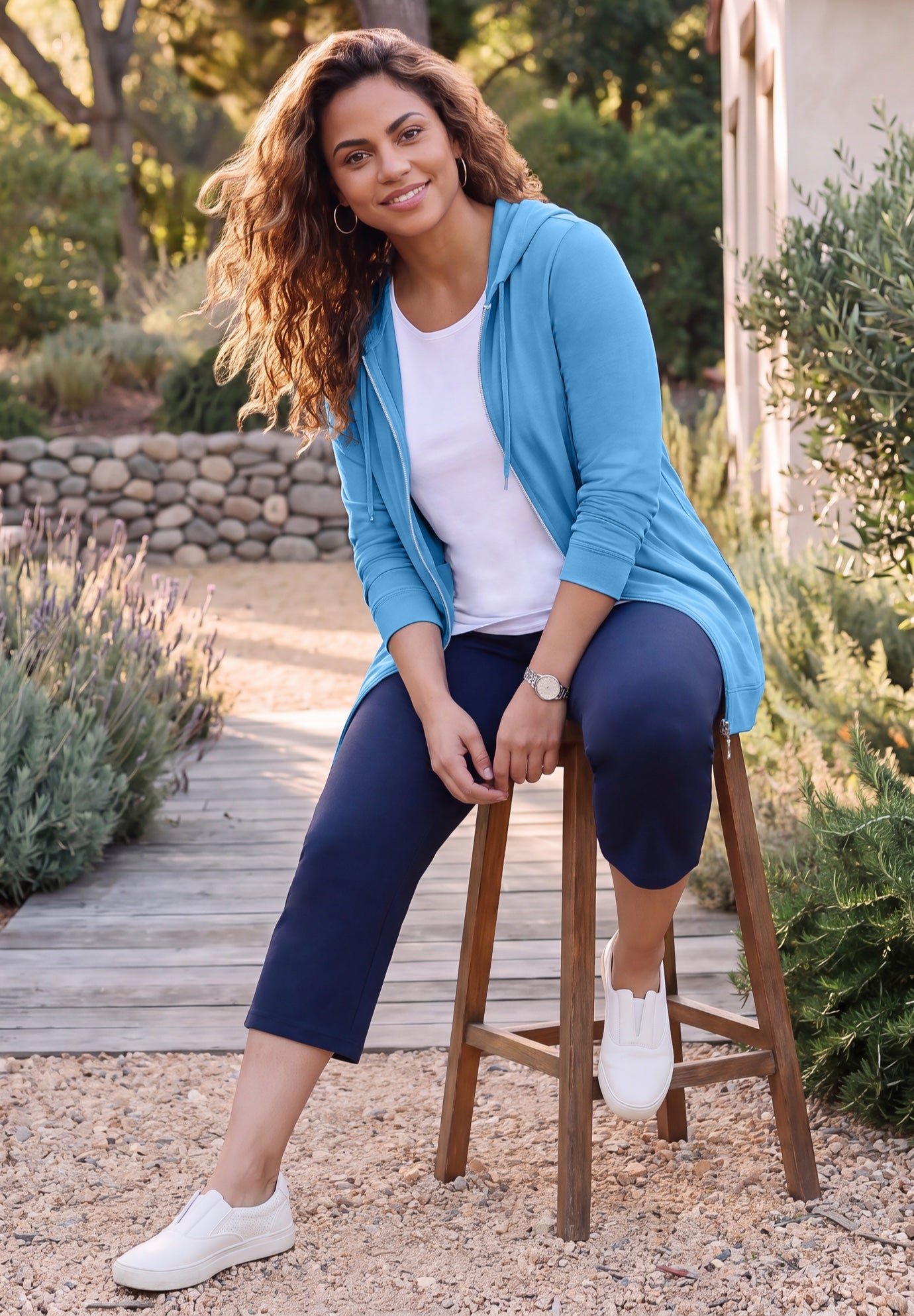 Cloud Knit French Terry Zip-Front Hoodie image number 1