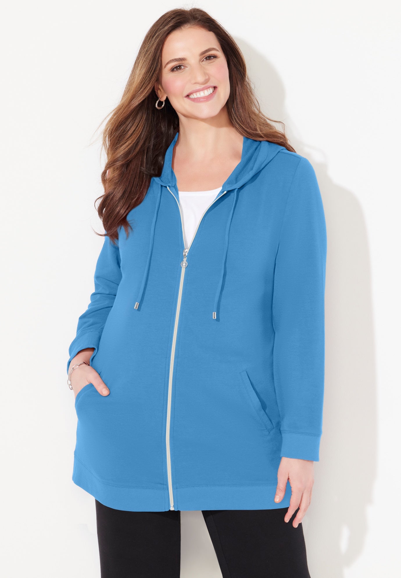 Cloud Knit French Terry Zip-Front Hoodie image number 0