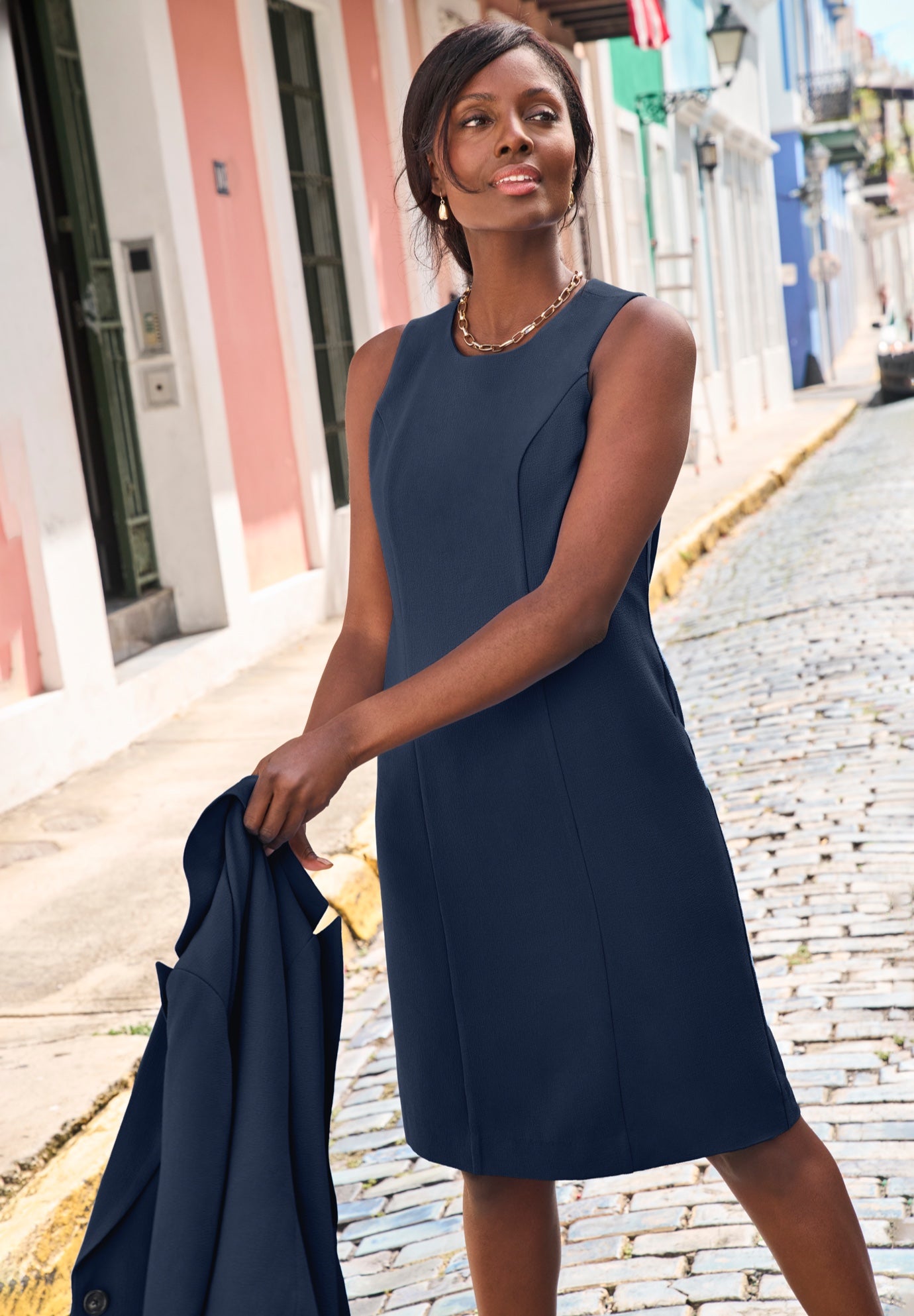 Stretch Crepe Single-Breasted Jacket Dress image number 1