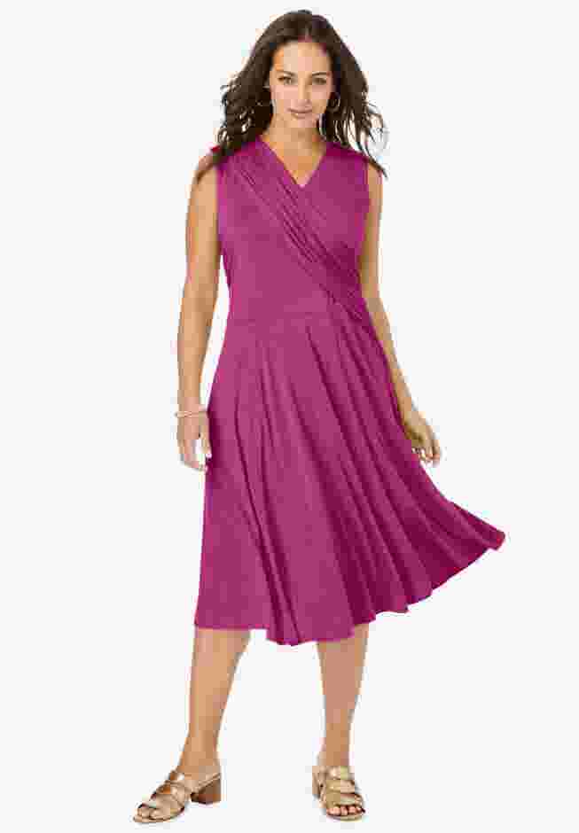 Stretch Knit Drape-Over Dress image number 0