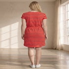 Cotton Jersey Knit Cinched-Waist Drawstring Midi Dress image number null