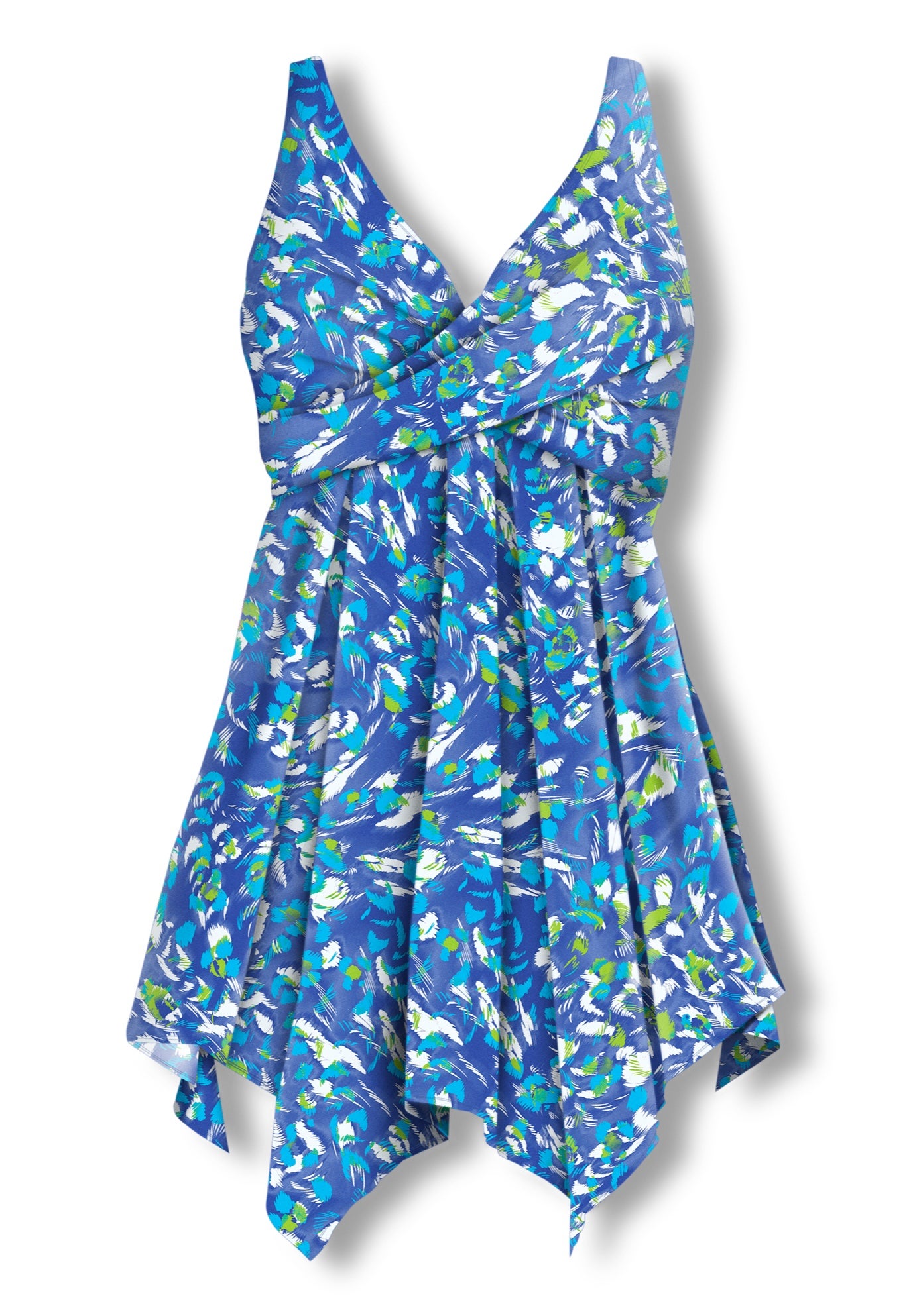 Handkerchief-Hem Twist-Front Tummy Control Two-Piece Swim Dress image number 4