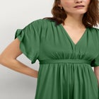 Stretch Knit Fit And Flare Elbow-Length Sleeve Tie-Back Maxi Dress image number null