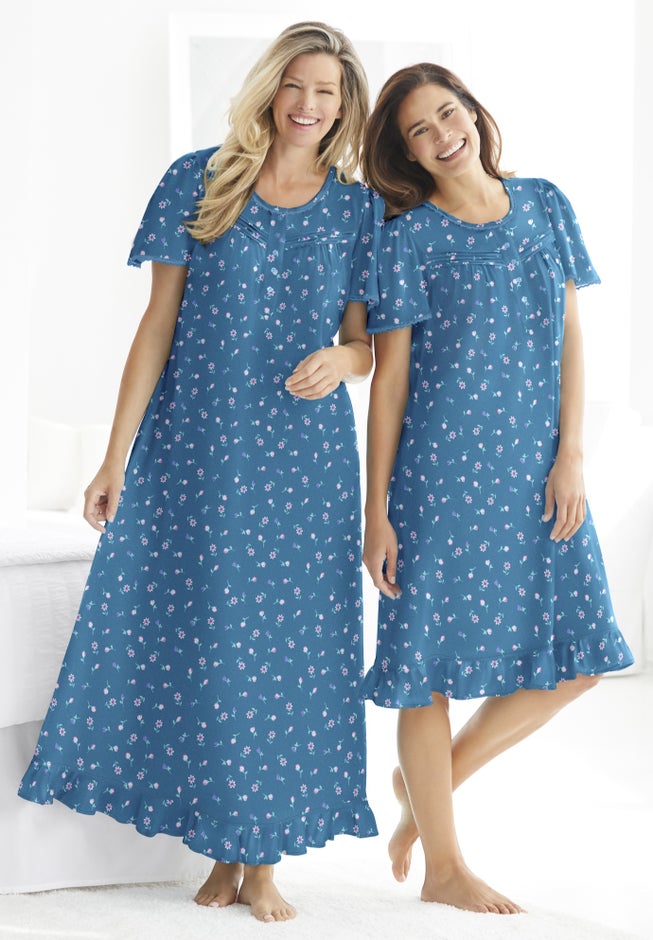 Long Floral Print Cotton Gown image number 4