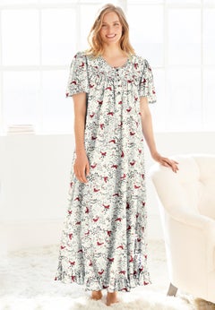 Long Floral Print Cotton Gown