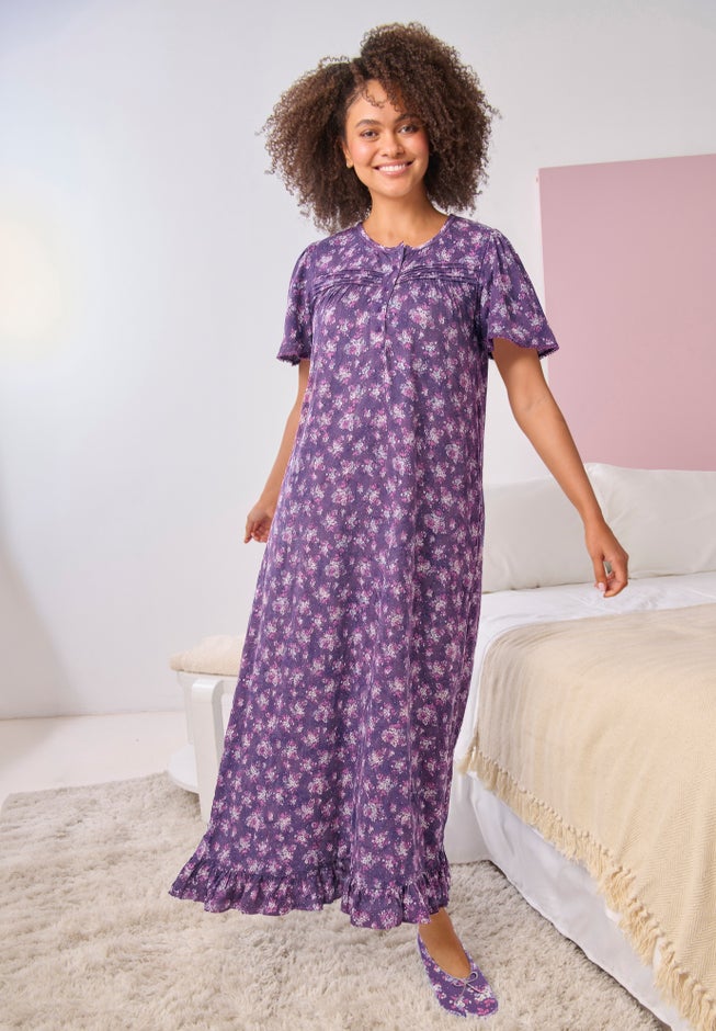 Long Floral Print Cotton Gown image number 4