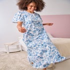 Long Floral Print Cotton Gown image number null