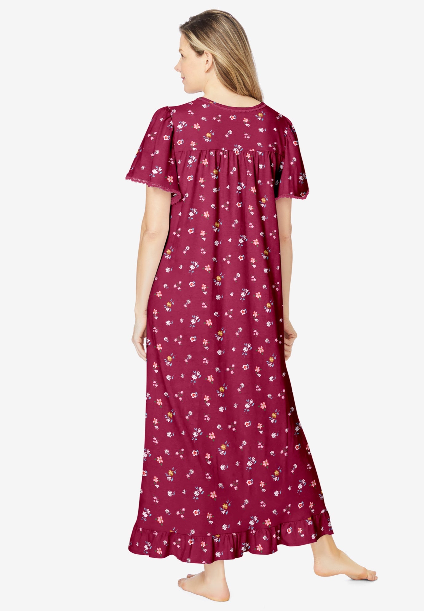 Long Floral Print Cotton Gown image number 1