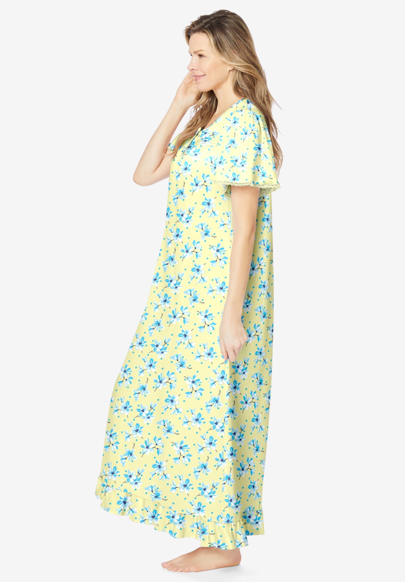 Long Floral Print Cotton Gown image number 2