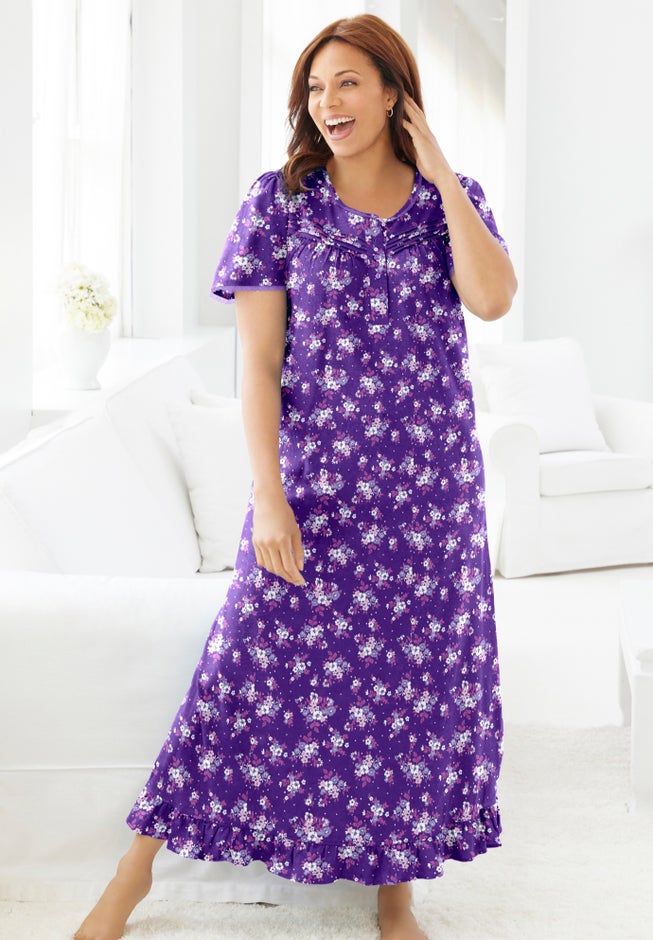 Long Floral Print Cotton Gown image number 4