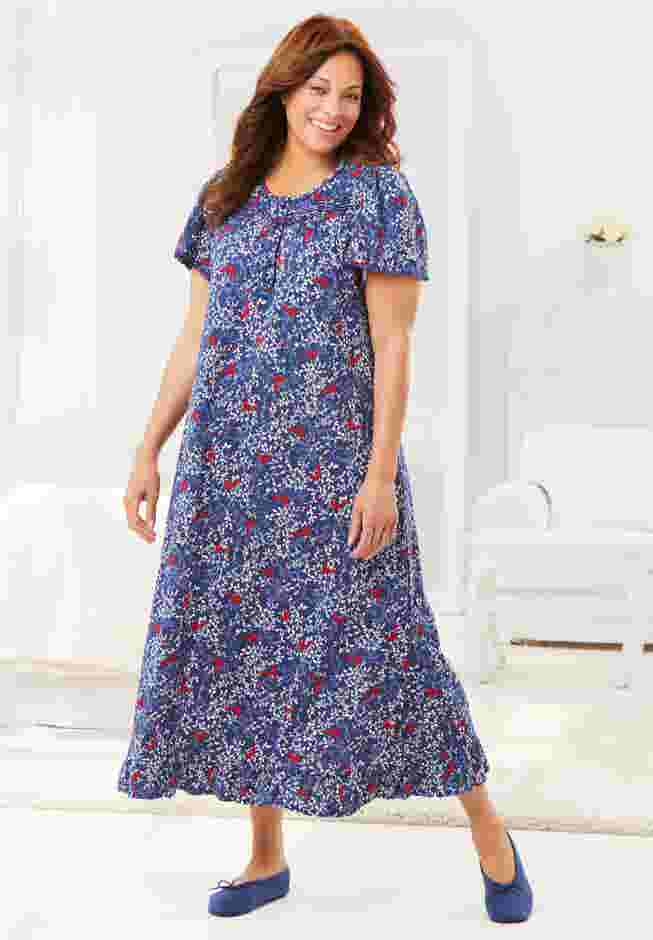 Long Floral Print Cotton Gown image number 5