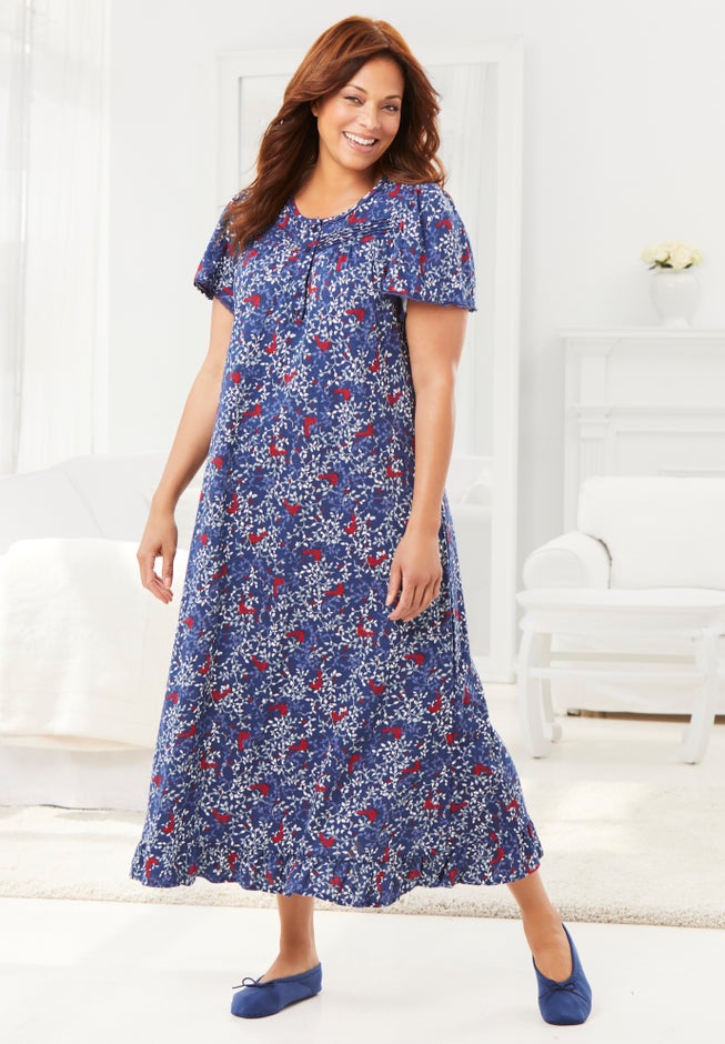 Long Floral Print Cotton Gown image number 5