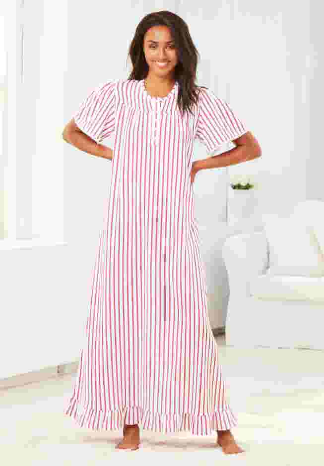Long Floral Print Cotton Gown image number 6