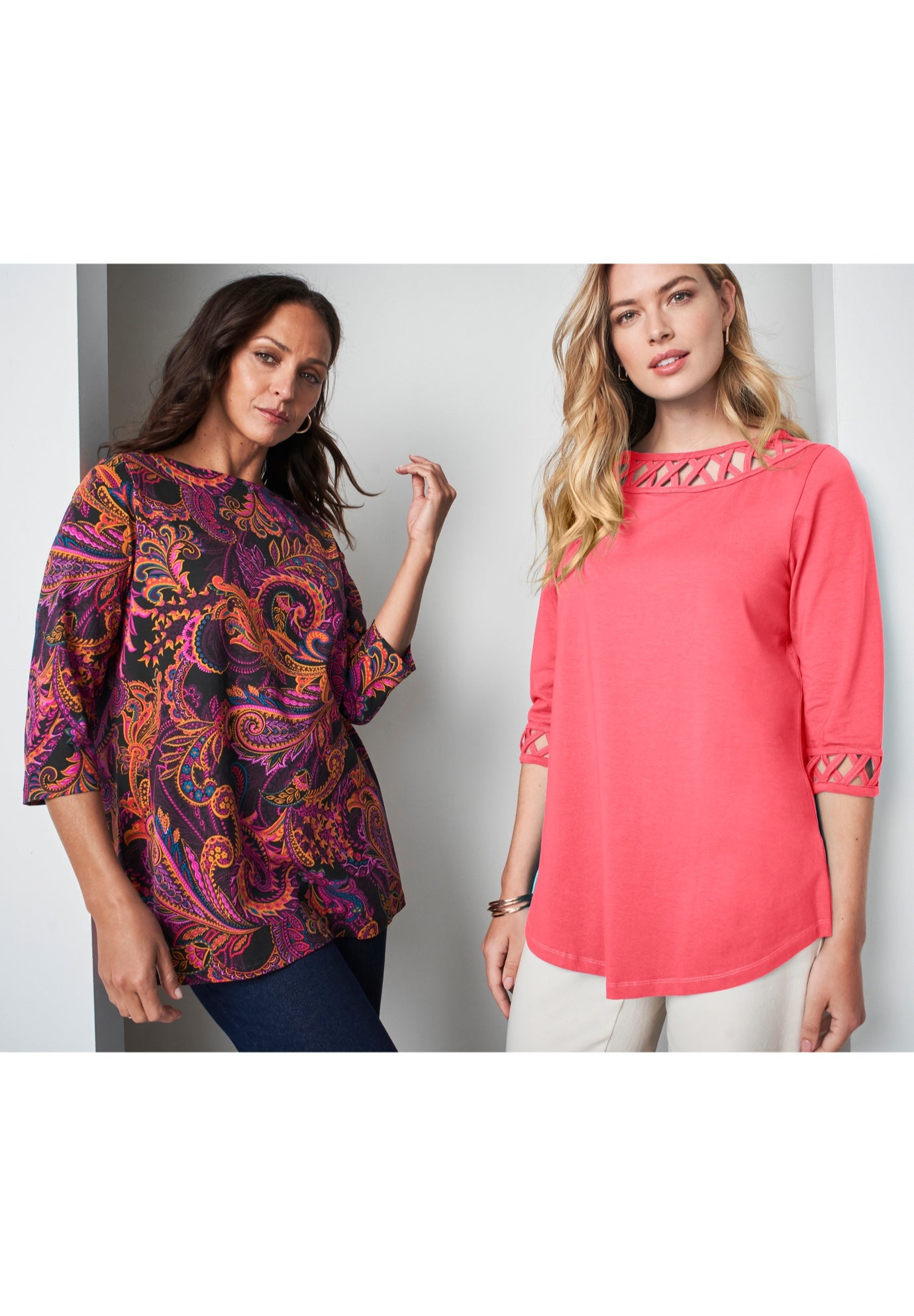 Stretch Cotton Lattice Boatneck Tunic image number 2