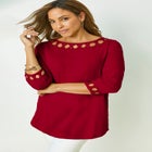 Stretch Cotton Lattice Boatneck Tunic image number null
