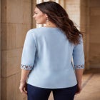 Stretch Cotton Lattice Boatneck Tunic image number 1
