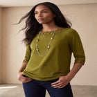 Stretch Cotton Lattice Boatneck Tunic image number null